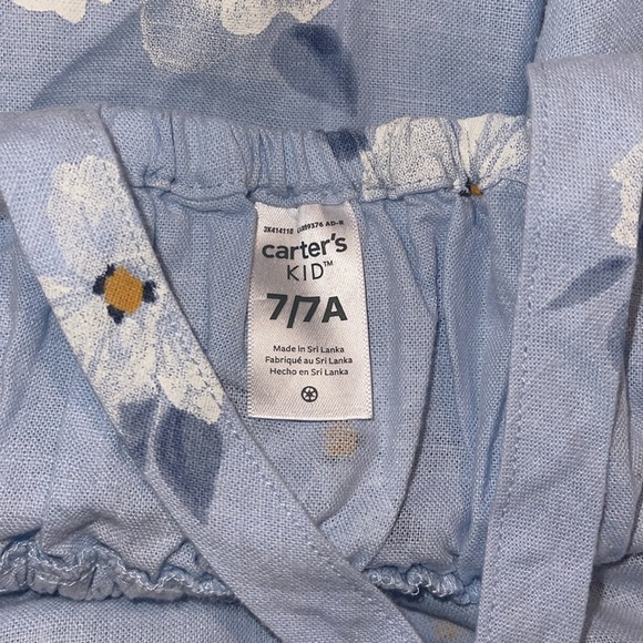 Carters Girls Light Blue and White Floral Linen Dress Size 7/7A - Picture 6 of 8